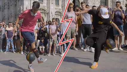 Sean Garnier affronte Hachim Mastour lors d'un concours de freetstyle