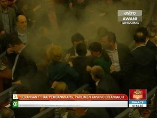 Serangan dari pihak pembangkang, Parlimen Kosovo ditangguh