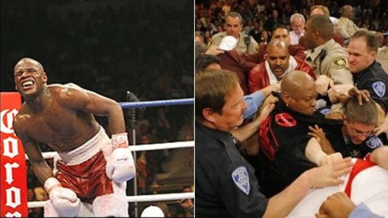 Floyd Mayweather déclenche une émeute après avoir reçu un coup bas