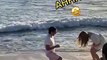 Hombre propone matrimonio en la playa y se le cae el anillo al mar