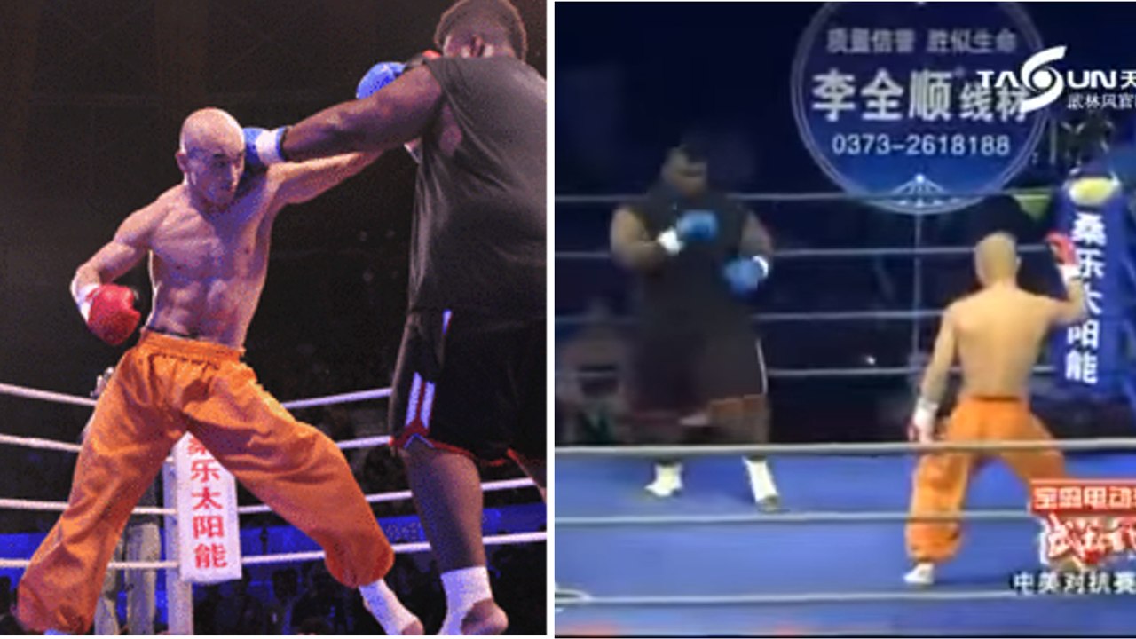 Yi Long, moine shaolin spécialiste de kung-fu, explose David Hayes, un  boxeur poids lourds - Vidéo Dailymotion