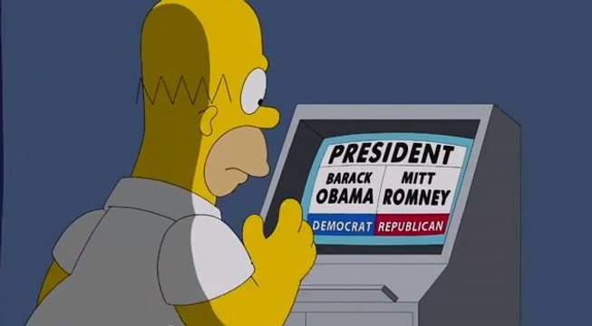 Simpson : regardez Homer voter Mitt Romney pour l'élection présidentielle américaine