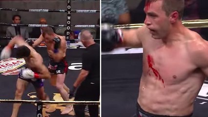 Muay Thai : Gaston Bolanos donne un coup de coude assassin qui explose la tête de son adversaire