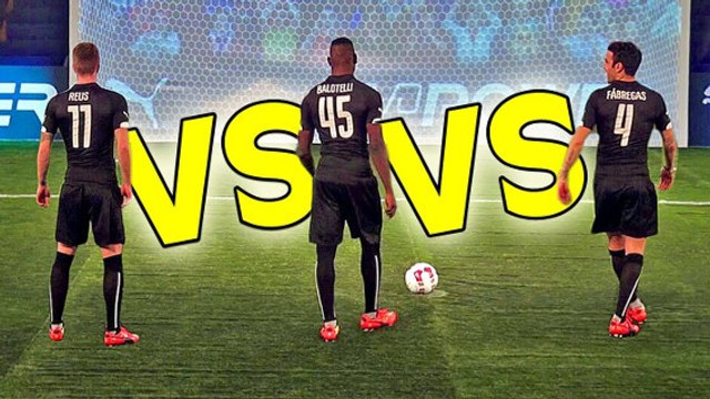 Mario Balotelli, Marco Reus et Cesc Fabregas s'affrontent dans un concours de frappes exceptionnel