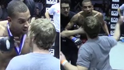 Un fan monte dans l'octogone pour défier un combattant et pète les plombs