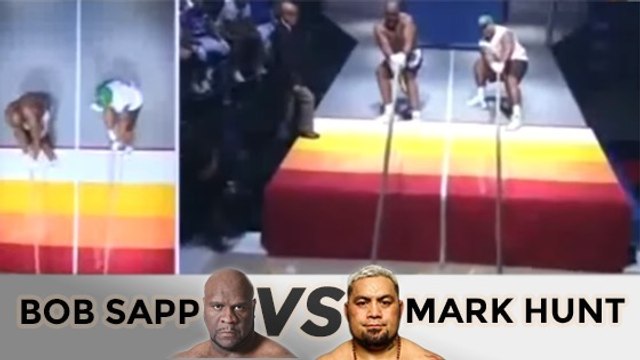Mark Hunt et Bob Sapp s'affrontent dans un concours de force énorme
