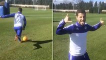 Eden Hazard inscrit un but d'un angle impossible à l'entraînement