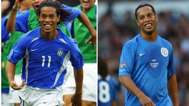 Ronaldinho essaye de reproduire le coup franc qu'il avait marqué à David Seaman lors de la Coupe du Monde 2002