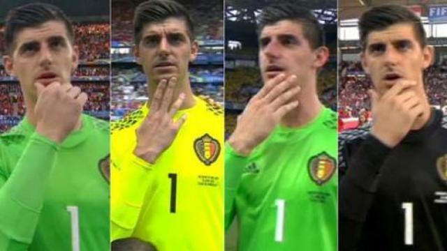 Pourquoi Thibaut Courtois se gratte le menton à chaque fois qu'il est filmé pendant l'hymne belge ?