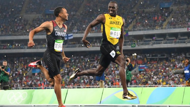Usain Bolt révèle ce qu'il a dit à Andre De Grasse à l'arrivée de la demi-finale du 200 mètres