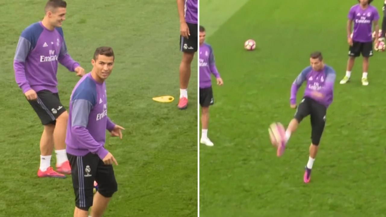 Cristiano Ronaldo se prend un petit pont à l'entraînement avec le Real Madrid et s'énerve