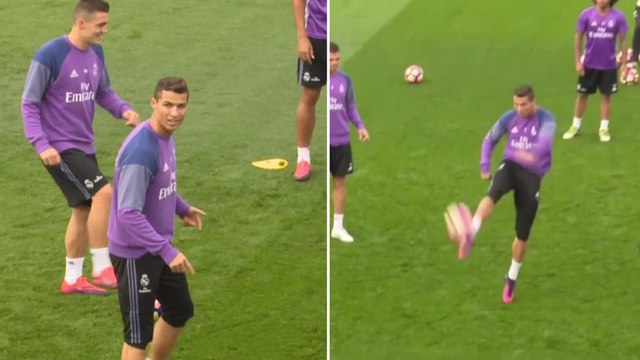 Cristiano Ronaldo se prend un petit pont à l'entraînement avec le Real Madrid et s'énerve