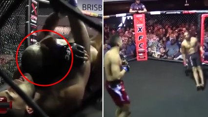 Un combattant tombe violemment dans les pommes suite à une soumission