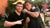 Creed : Canelo Alvarez photographié avec Sylvester Stallone sur un plateau de cinéma