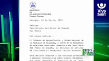 Nicaragua retira a su embajador en España por continúas presiones injerencistas