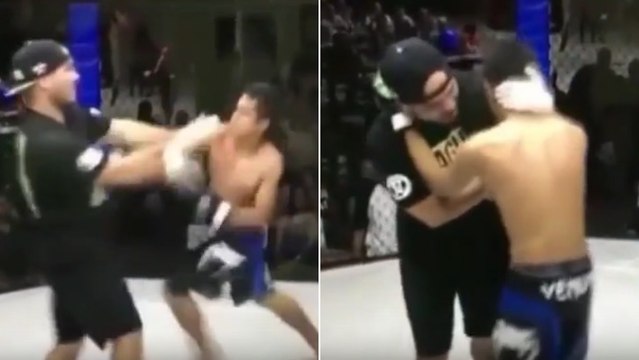 Au bord du KO, un combattant de MMA confond l'arbitre avec son adversaire