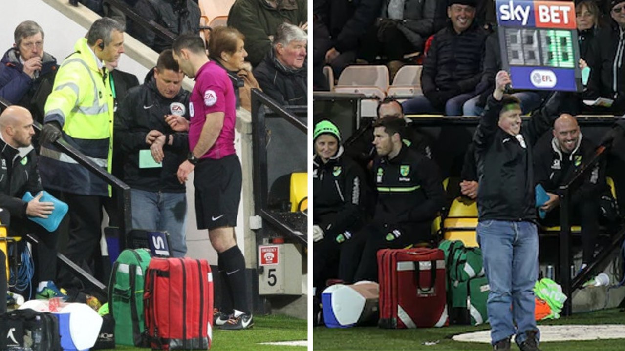 Un supporter de Norwich remplace le quatrième arbitre en plein match, et il se fait plaisir !