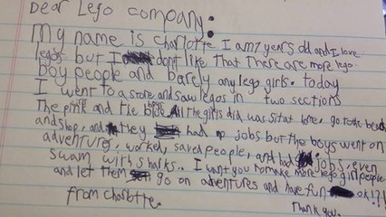 Une petite fille envoie une lettre à Lego pour protester contre les stéréotypes véhiculés par la marque