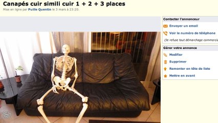 Le Bon Coin : Il utilise un squelette sur une photo pour vendre des canapés !