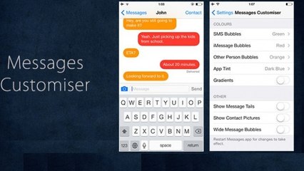 Jailbreak Evasi0n 7 pour iOS 7 : Message Customiser, pour donner des couleurs à vos messages !