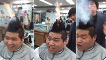 Ce coiffeur utilise du feu pour coiffer ses clients !