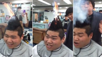 Ce coiffeur utilise du feu pour coiffer ses clients !
