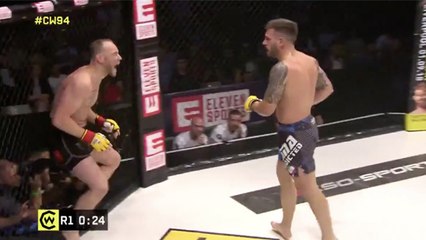 Cage Warriors 94 : Angelo Rubino brille avec un énorme TKO sur un bodyshot