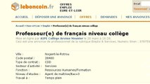 Leboncoin : Des parents d'élèves recherchent un prof de français !