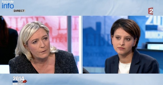 Elections municipales 2014 : Un débat agité entre Najat Vallaud-Belkacem et Marine Le Pen sur France 2