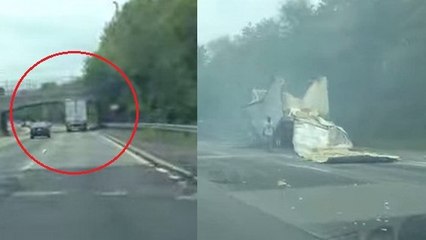 Un routier démolit complètement son camion en essayant de passer sous un pont