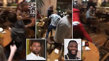 Billy Joe Saunders balance un poulet à la tête de Deontay Wilder dans un restaurant
