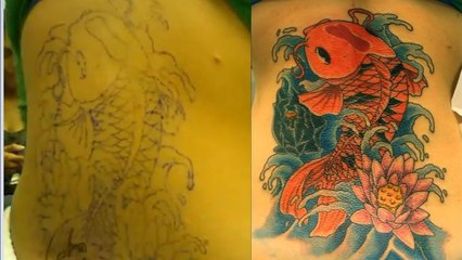 Un superbe tatouage japonais filmé en timelapse
