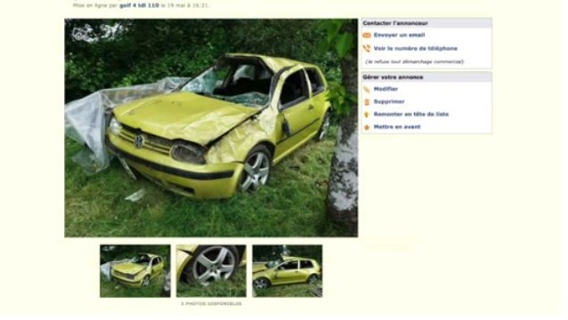 LeBonCoin.fr : Il publie une annonce incroyable pour une Volkswagen Golf 4... accidentée !