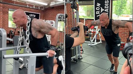 The Rock ne fait pas semblant de s'entraîner lorsqu'il s'agit de tourner une vidéo pour son sponsor