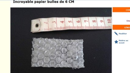Le Bon Coin : 6 cm de papier bulle pour 10 euros !
