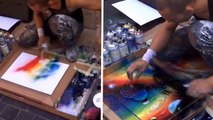 Avec des bombes de peinture, il réalise une oeuvre exceptionnelle