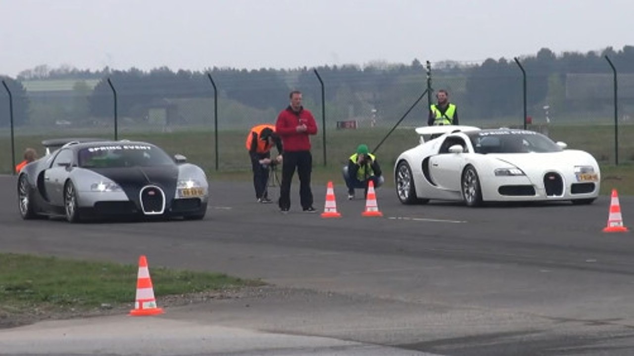 Duel très accroché entre une Bugatti Veyron mod...