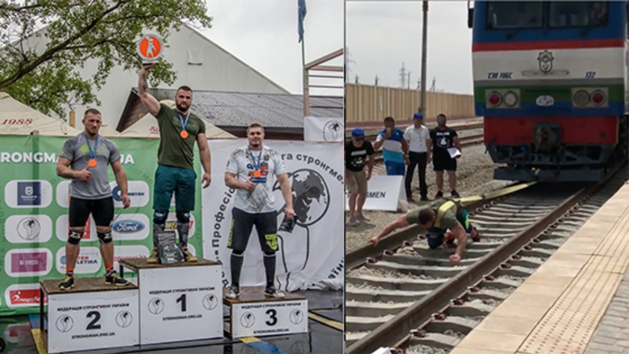 Un Ukrainien tire un train de 125 tonnes lors d'une compétition de strongman
