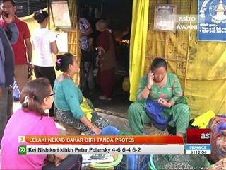 Lelaki nekad bakar diri tanda protes