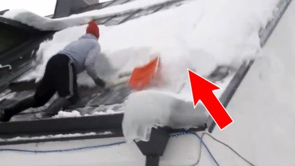 La pire façon de déneiger son toit