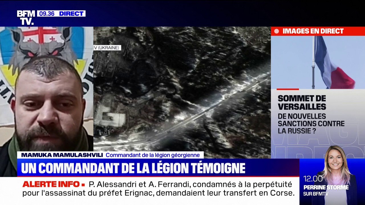 "Nous ne sommes pas ukrainiens. Nous avons vu l'agression russe (...) et nous avons décidé de combattre contre les forces russes":  Mamuka Mamulashvili, un commandant de la légion géorgienne, témoigne sur BFMTV