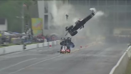 Un terrible accident lors d'une course de dragster