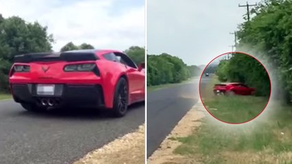 Il perd le contrôle de sa Corvette C7 Z06 et finit dans un arbre