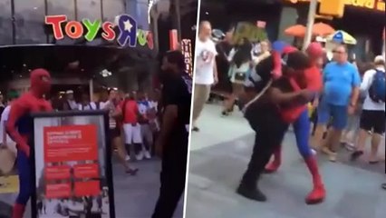 Spider-man : Déguisé, il devient fou et se bat contre un passant !