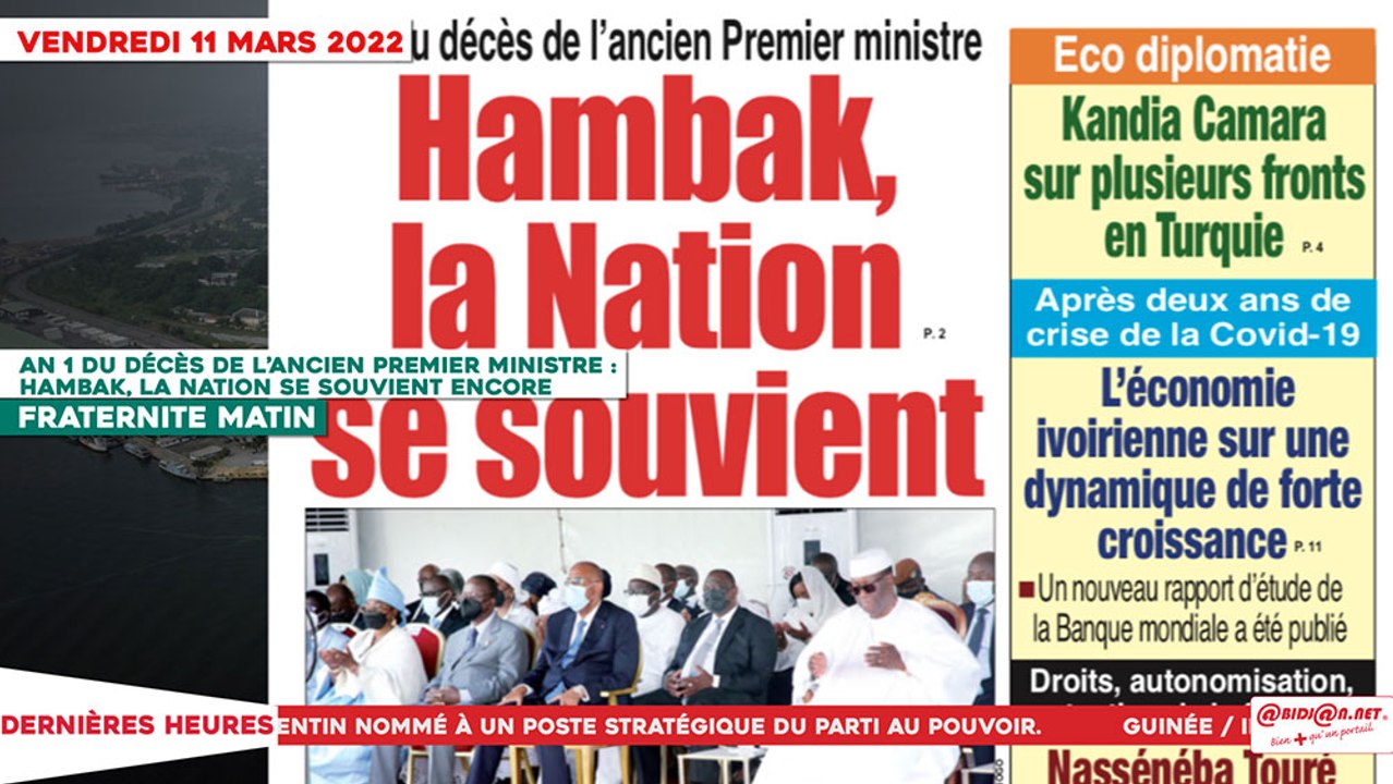 Le Titrologue du 11 Mars 2022  / An 1 du décès de l’ancien premier ministre : Hambak, la Nation se souvient encore