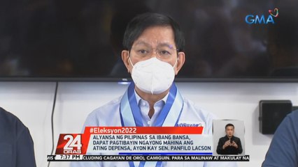 Alyansa ng Pilipinas sa ibang bansa, dapat pagtibayin ngayong mahina ang ating depensa, ayon kay Sen. Panfilo Lacson | 24 Oras