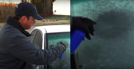 "Life Hack": L'idée brillante d'un homme pour dégivrer son pare-brise