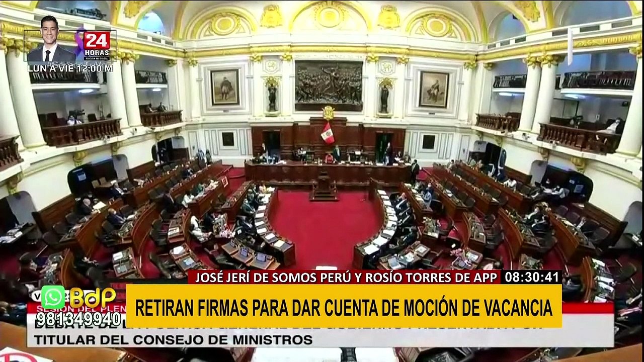 Somos Perú solicitó retiro de firma y retrasó presentación de moción de vacancia presidencial