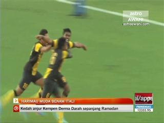 Harimau Muda benam Itali