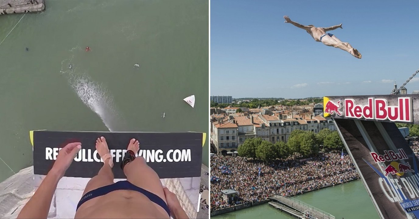 Red Bull Cliff Diving La Rochelle 2016 : ce plongeur de l'extrême saute de 28 mètres de haut avec une caméra embarquée